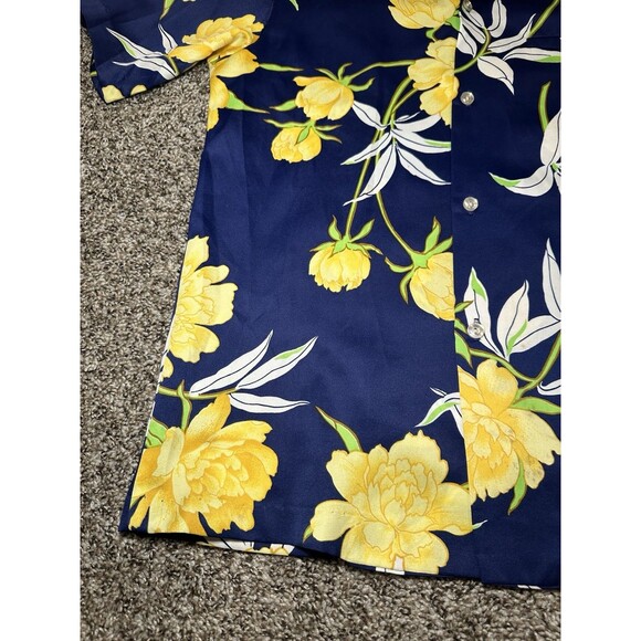 POMARE Blue Small Aloha Hawaiian Button Color Shirt - Picture 7 of 10